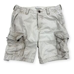 Y2K Abercrombie & Fitch Shorts Mens Sz‎ 33 Beige Cargo Relaxed Fit Khaki